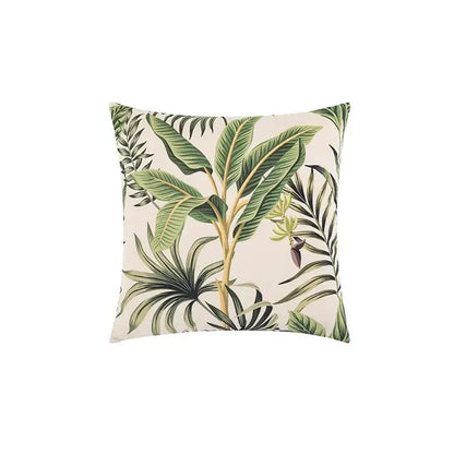 Beige cartoon print velvet cushion cover living room jungle decor