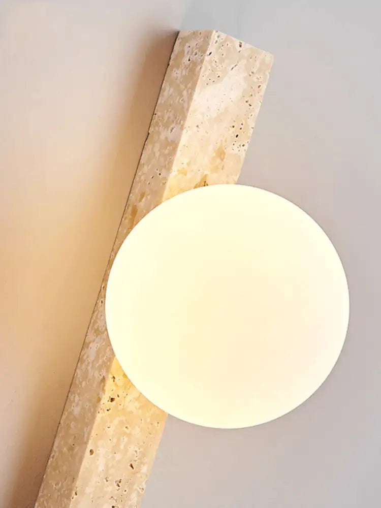 Beige cave stone wall lamp – living room dual glass sconce