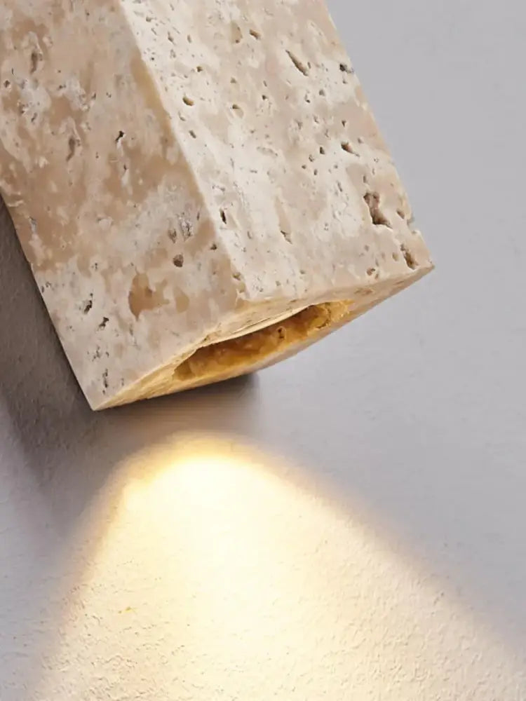 Beige cave stone wall lamp – living room dual glass sconce
