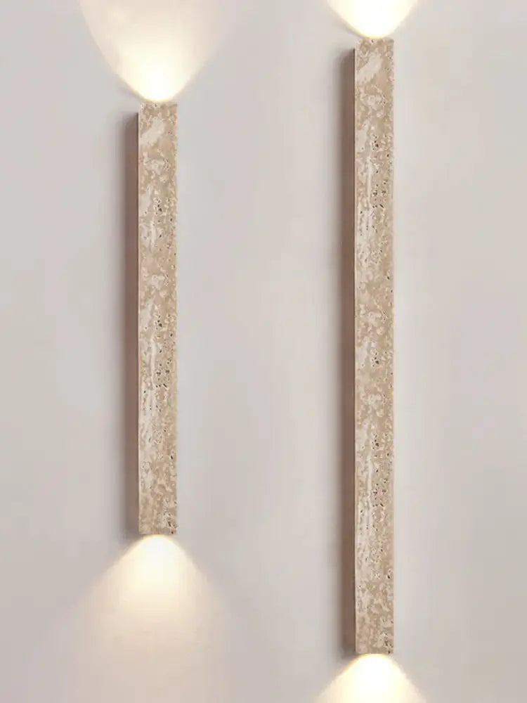 Beige cave stone wall lamp – living room dual glass sconce
