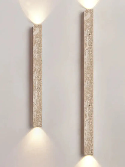 Beige cave stone wall lamp – living room dual glass sconce