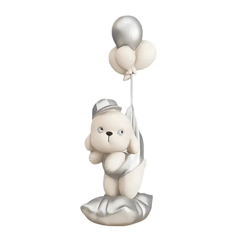 Beige ceramic balloon puppy statue living room decor figurine
