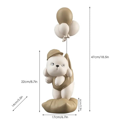 Beige ceramic balloon puppy statue living room decor figurine