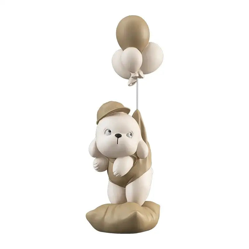 Beige ceramic balloon puppy statue living room decor figurine