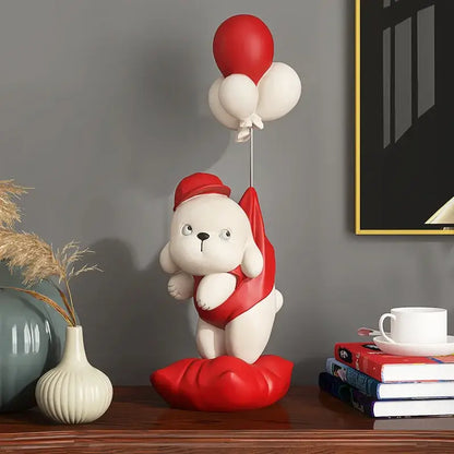 Beige ceramic balloon puppy statue living room decor figurine