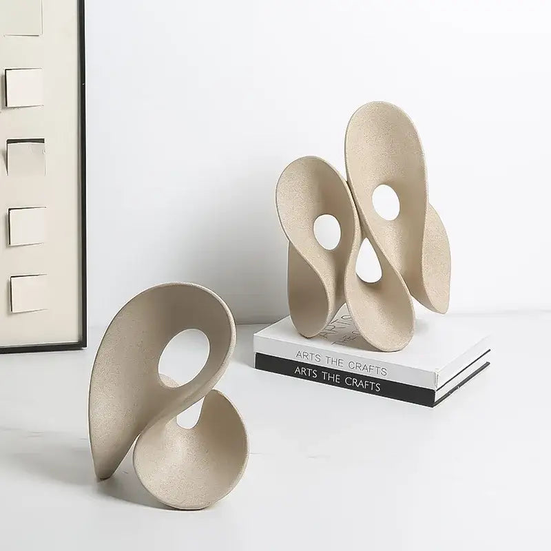 Beige ceramic coral hollow sculpture living room abstract decor