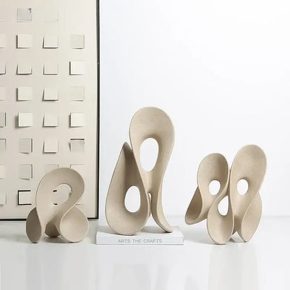 Beige ceramic coral hollow sculpture living room abstract decor