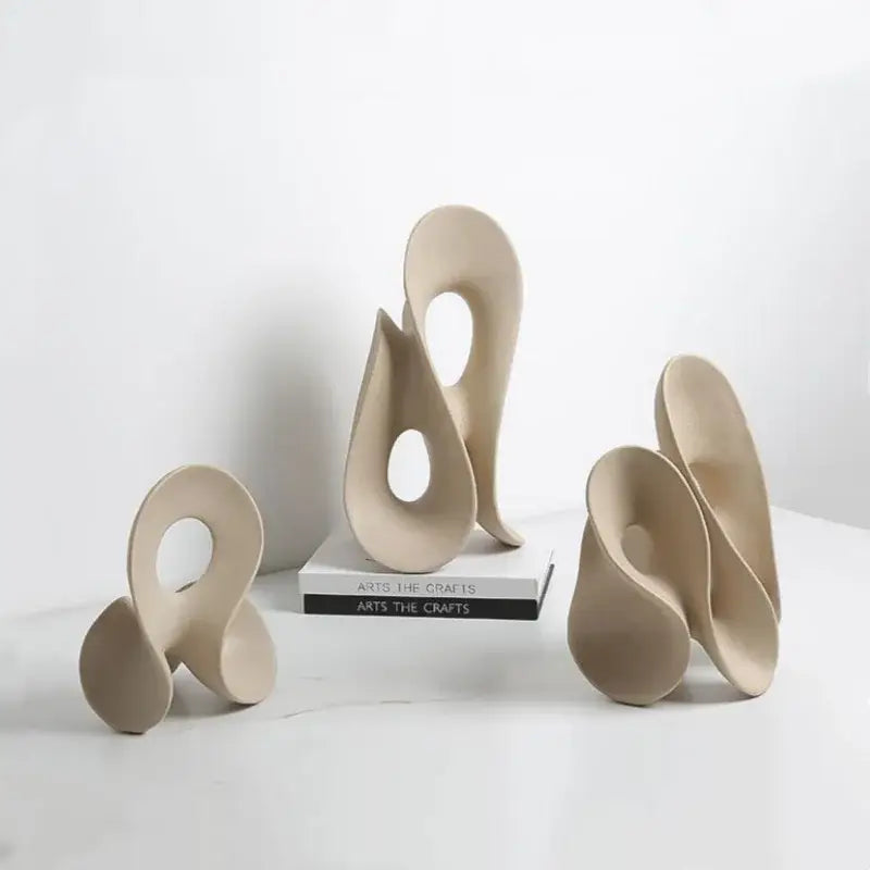 Beige ceramic coral hollow sculpture living room abstract decor