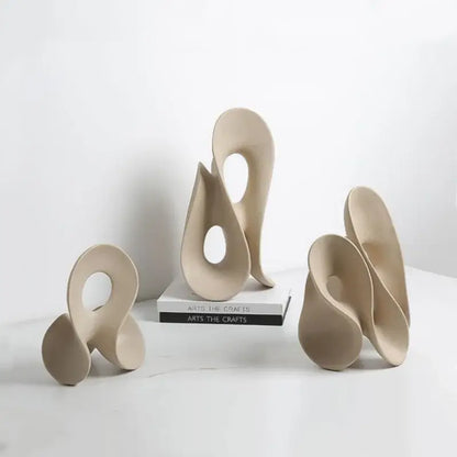Beige ceramic coral hollow sculpture living room abstract decor