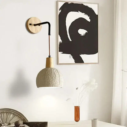Beige ceramic wall sconce with pull chain switch for bedroom