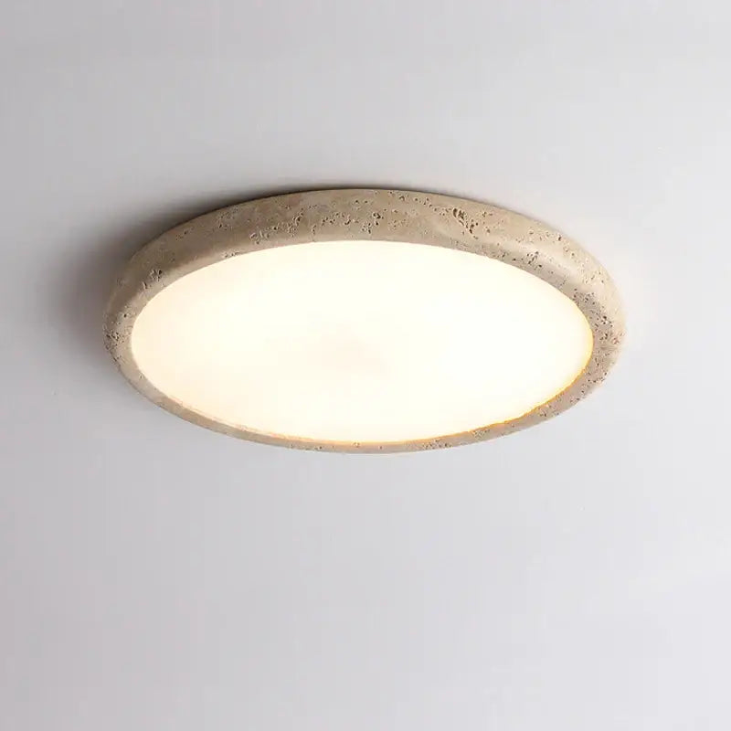 Beige concrete brass led flush mount light living room ceiling lamp