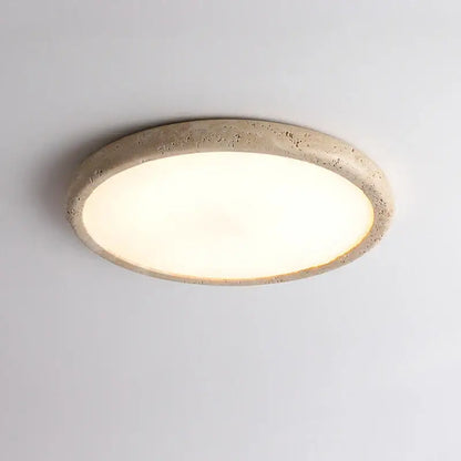 Beige concrete brass led flush mount light living room ceiling lamp
