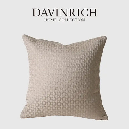 Beige convex rings geometry jacquard living room cushion cover