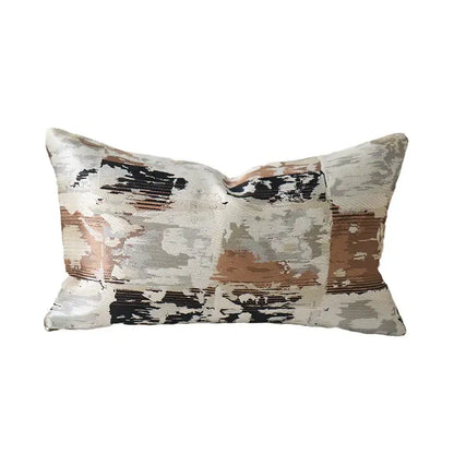 Beige convex rings geometry jacquard living room cushion cover