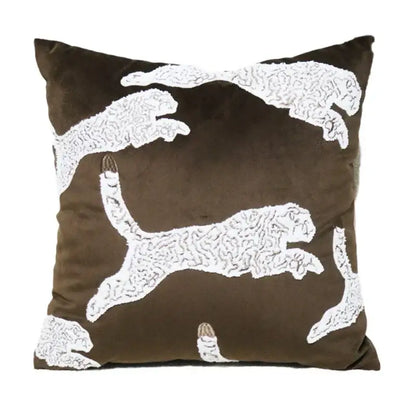 Beige convex rings geometry jacquard living room cushion cover