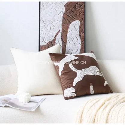 Beige convex rings geometry jacquard living room cushion cover