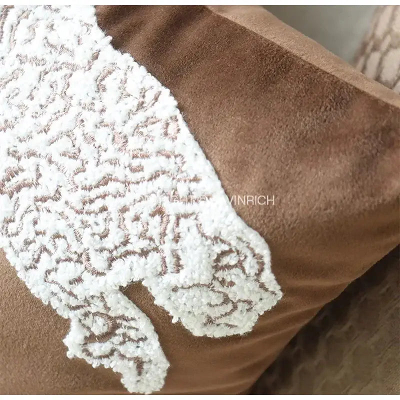 Beige convex rings geometry jacquard living room cushion cover