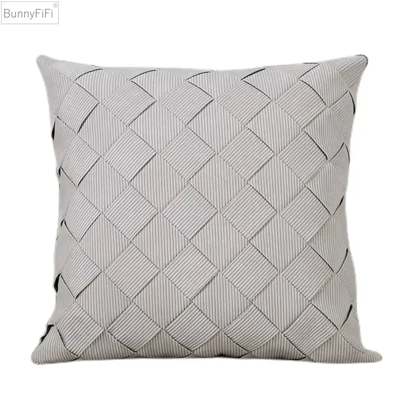 Beige corduroy woven diamond pillow cover living room bedroom