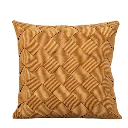 Beige corduroy woven diamond pillow cover living room bedroom