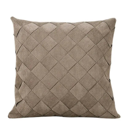 Beige corduroy woven diamond pillow cover living room bedroom