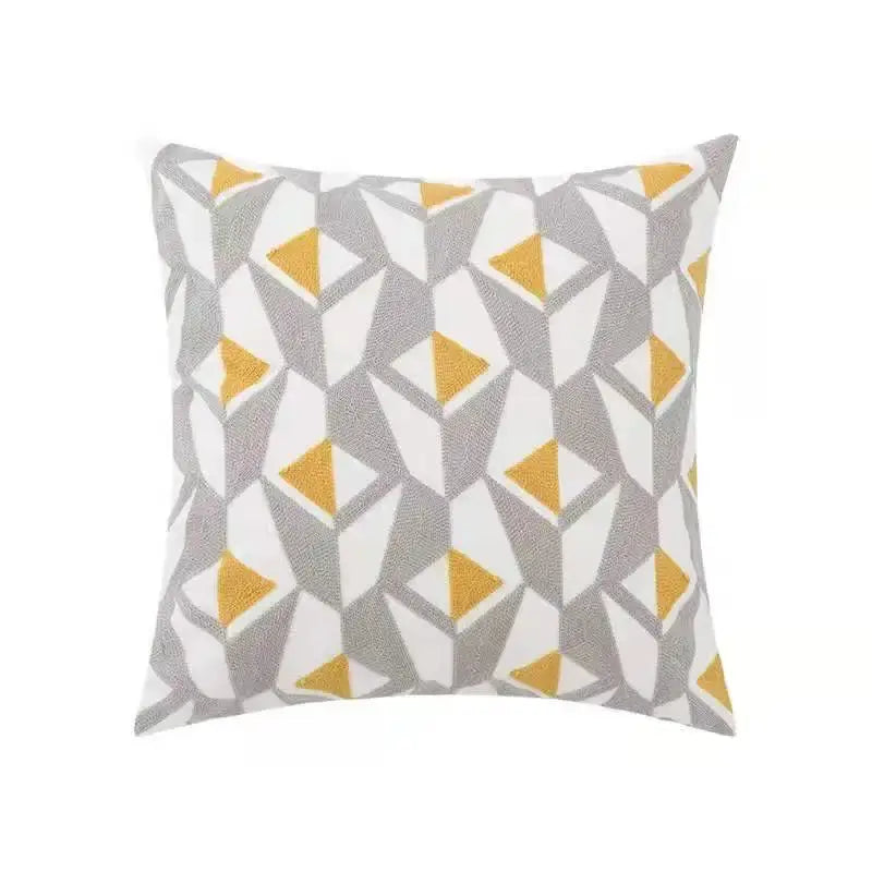 Beige daisy floral geometric pillow cover living room decor