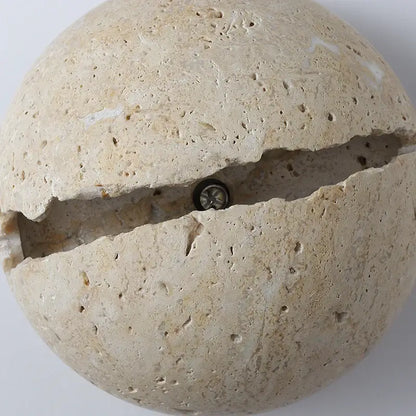 Beige dino egg stone wall lamp with gold accent for bedroom