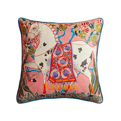 Beige egret bird pattern art pillow case for living room sofa