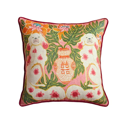 Beige egret bird pattern art pillow case for living room sofa