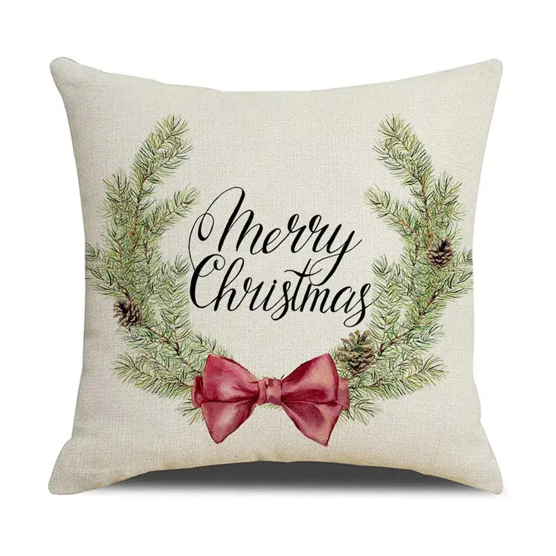 Beige embroidered cartoon birds christmas pillowcase living room decor