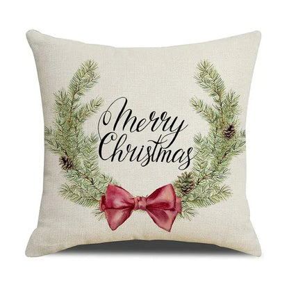 Beige embroidered cartoon birds christmas pillowcase living room decor
