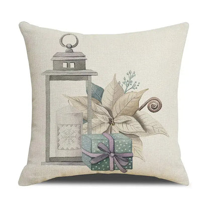 Beige embroidered cartoon birds christmas pillowcase living room decor