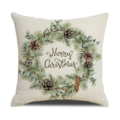Beige embroidered cartoon birds christmas pillowcase living room decor