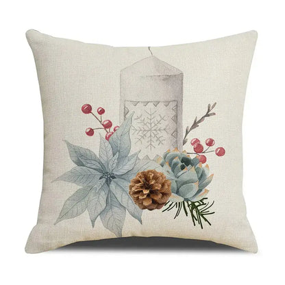 Beige embroidered cartoon birds christmas pillowcase living room decor
