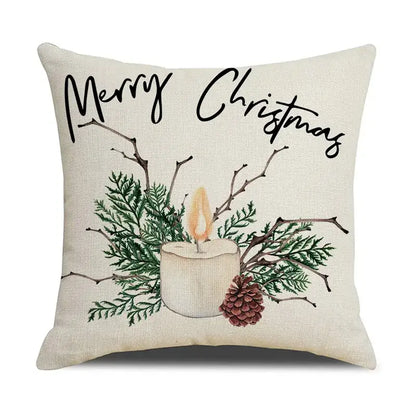 Beige embroidered cartoon birds christmas pillowcase living room decor