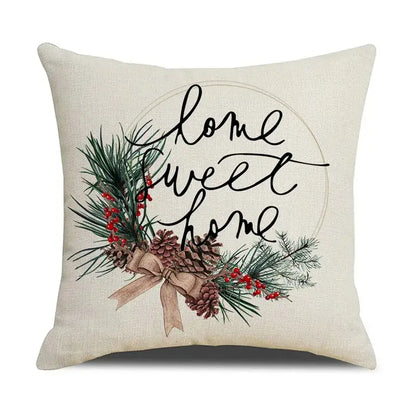 Beige embroidered cartoon birds christmas pillowcase living room decor