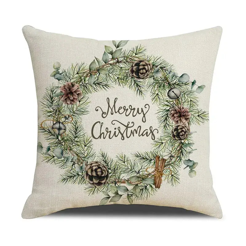 Beige embroidered cartoon birds christmas pillowcase living room decor