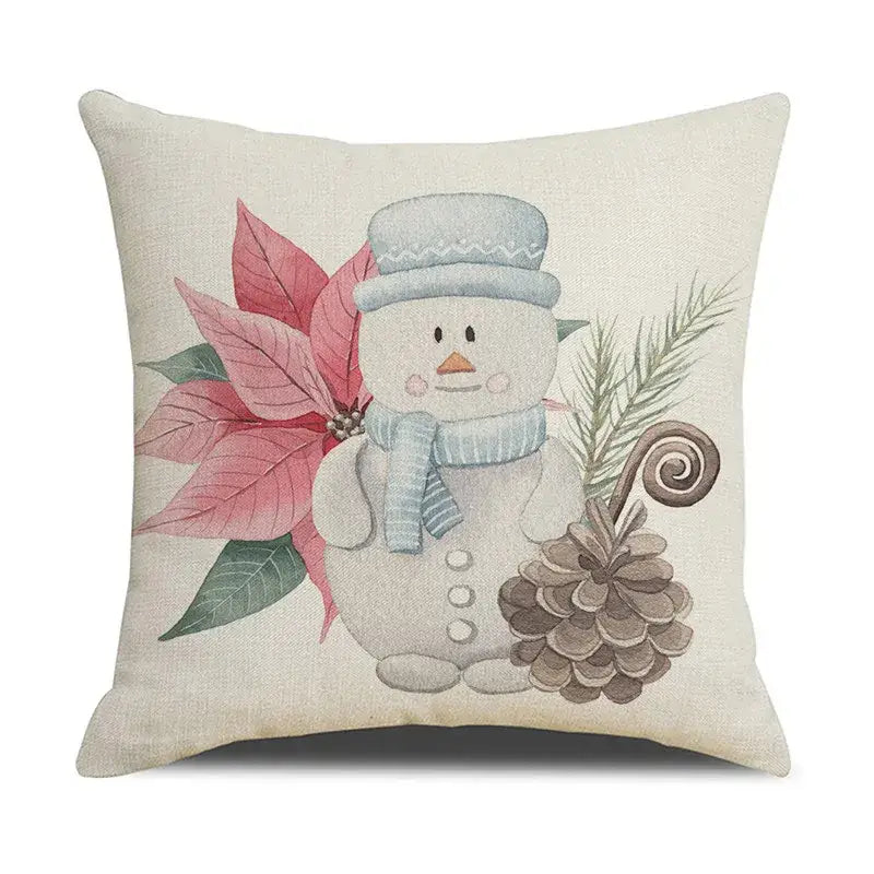 Beige embroidered cartoon birds christmas pillowcase living room decor