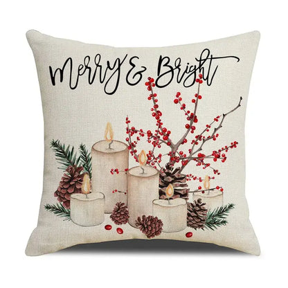 Beige embroidered cartoon birds christmas pillowcase living room decor