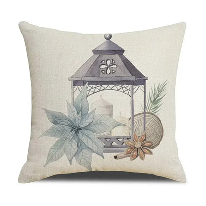 Beige embroidered cartoon birds christmas pillowcase living room decor