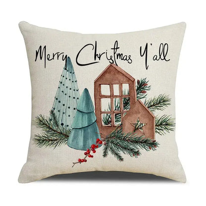 Beige embroidered cartoon birds christmas pillowcase living room decor