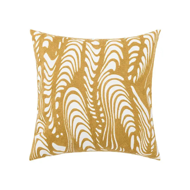 Beige embroidered daisy floral pillow cover bedroom decor