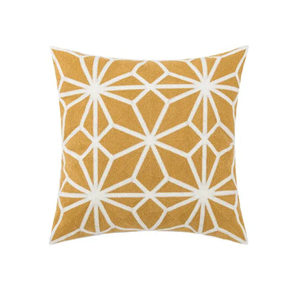 Beige embroidered daisy floral pillow cover bedroom decor