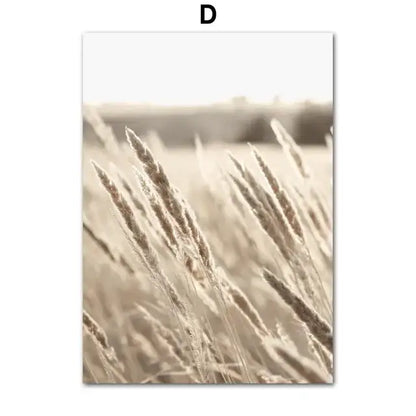 Beige flower grass bird canvas print living room wall art