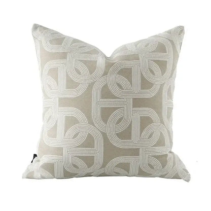 Beige geometric jacquard cushion cover living room pillow accent
