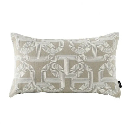 Beige geometric jacquard cushion cover living room pillow accent
