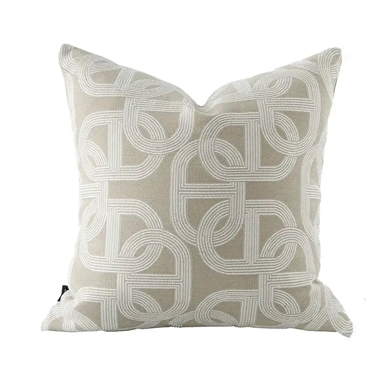 Beige geometric jacquard cushion cover living room pillow accent