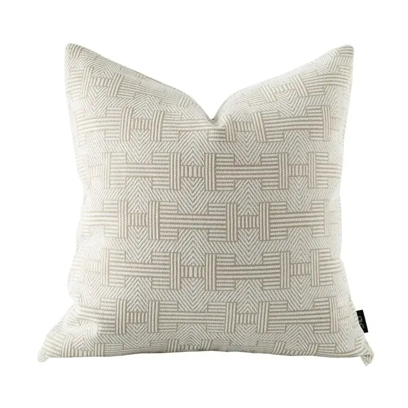 Beige geometric jacquard cushion cover living room pillow accent