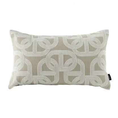 Beige geometric jacquard cushion cover living room pillow accent