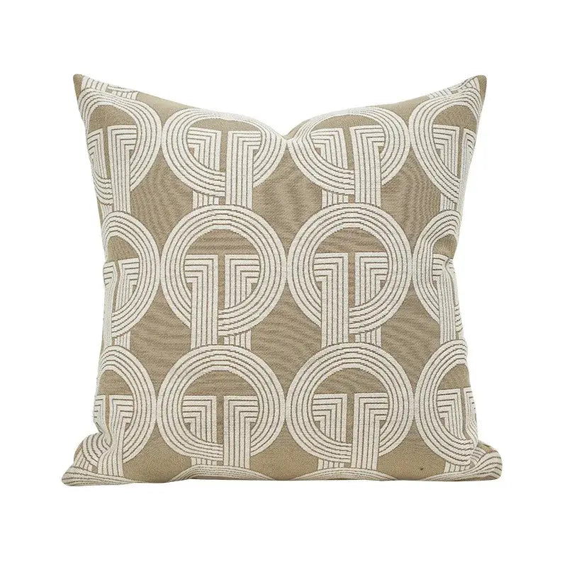 Beige geometric jacquard cushion cover living room pillow accent