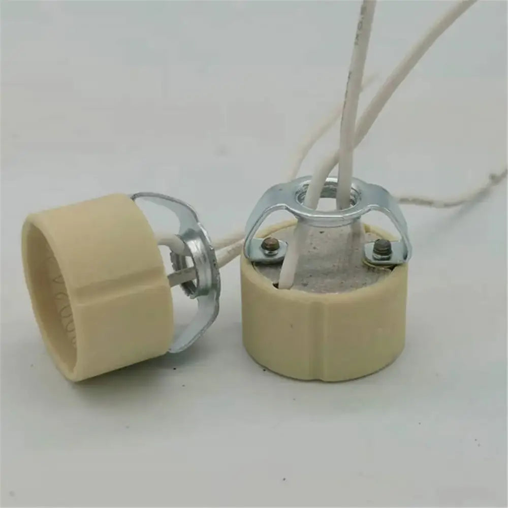 Beige gu10 ceramic socket holder with metal bracket for kitchen lights